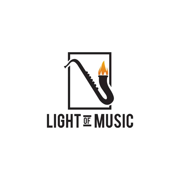 Saxophone Fire Logo Design Vector Template — ストックベクタ