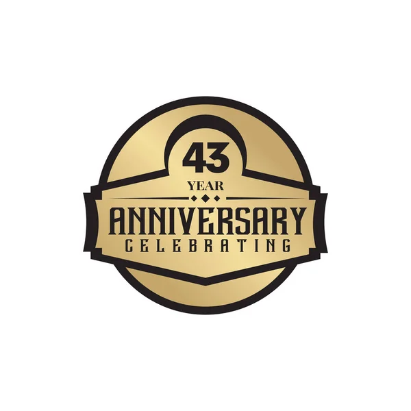 43º Aniversario Logotipo Diseño Vector Plantilla — Vector de stock