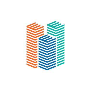 Gökyüzü kazıyıcı logo dizayn vektör şablonu