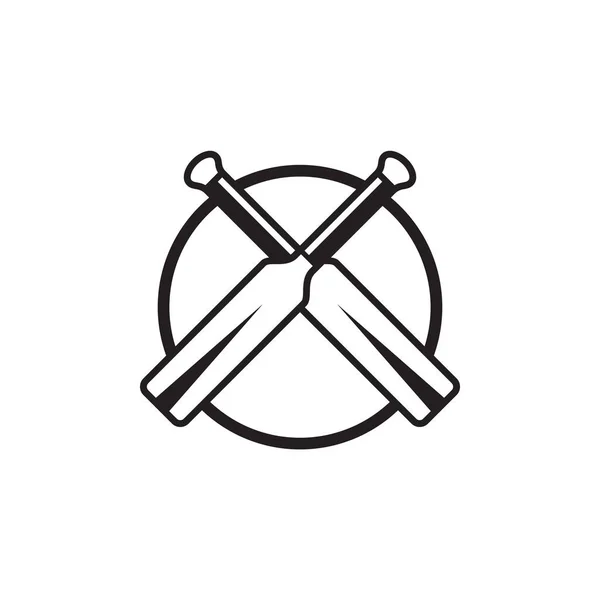 Дизайн Логотипа Крикета Векторным Шаблоном Скрещенной Летучей Мыши — стоковый вектор