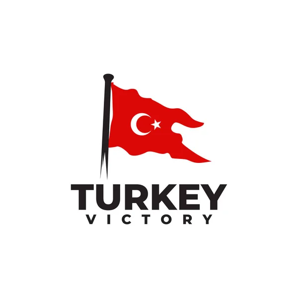 Victory Flag Turkey Logo Vector Design Template — Stock Vector