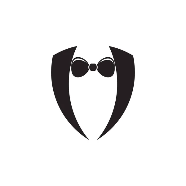 Tuxedo Met Bowtie Logo Design Vector Sjabloon — Stockvector