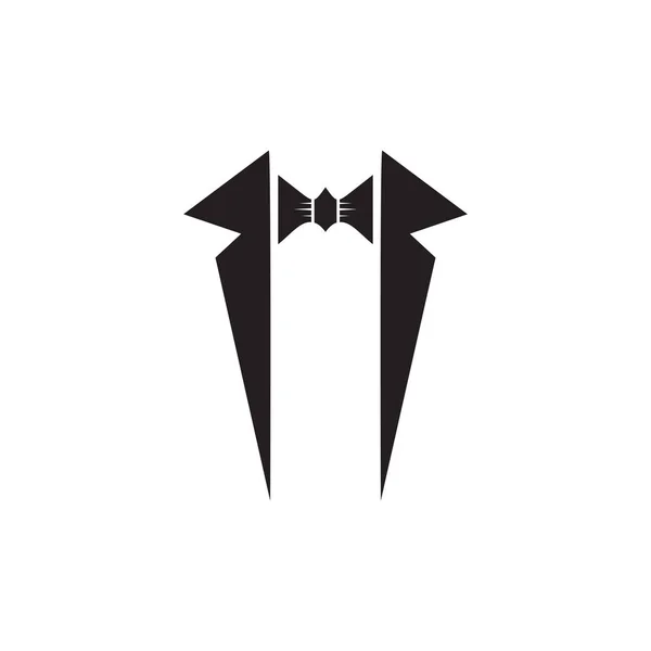 Tuxedo Com Modelo Vetor Design Logotipo Bowtie — Vetor de Stock