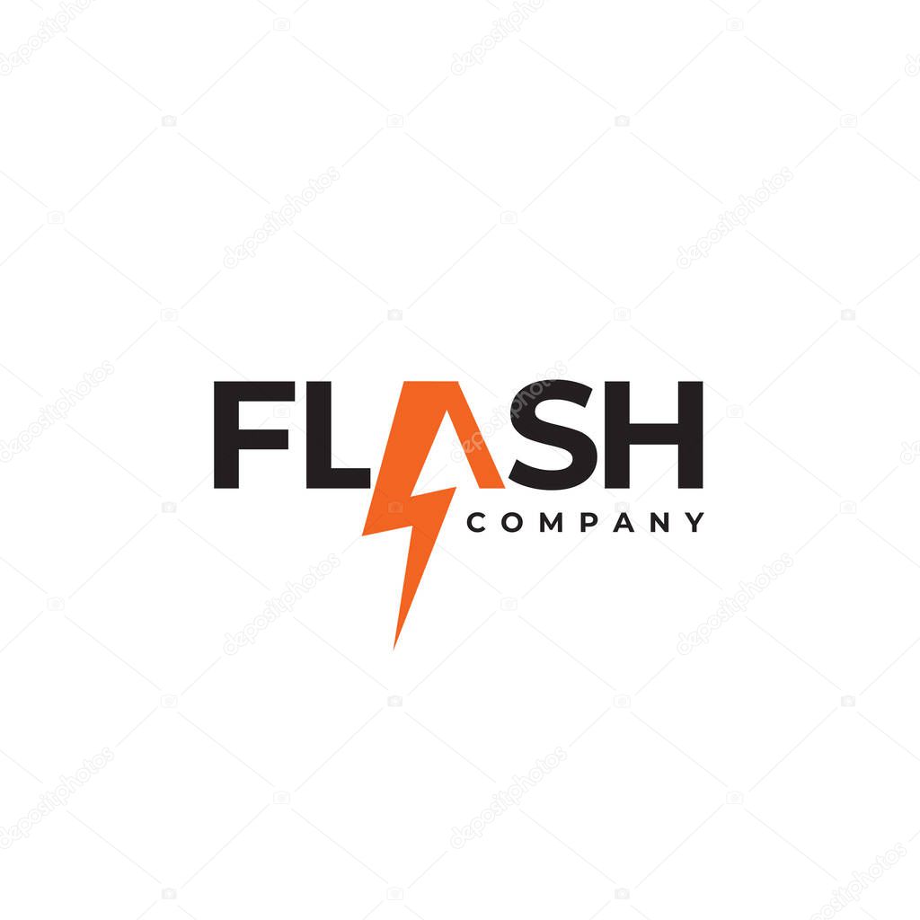 Flash text logo design vector template