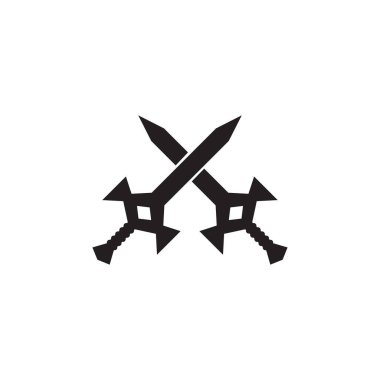 Çapraz kılıç logosu tasarım vektör şablonu