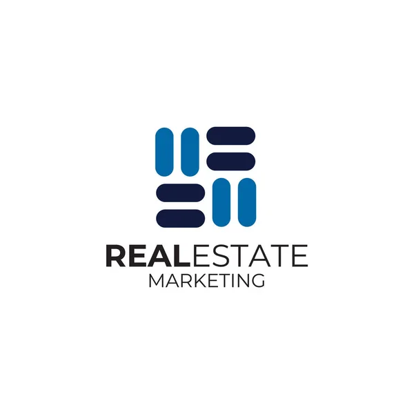 Real Estate Marketing Logo Design Vector Template — Stock Vector