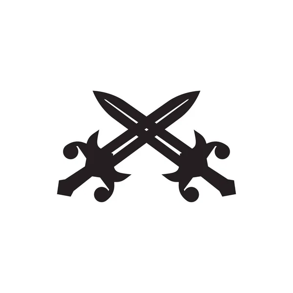 Korsade Svärd Logotyp Design Vektor Mall — Stock vektor