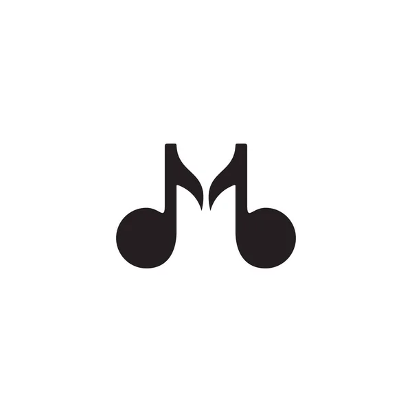 Mレターテンプレートに組み込まれた音楽ノートロゴ — ストックベクタ