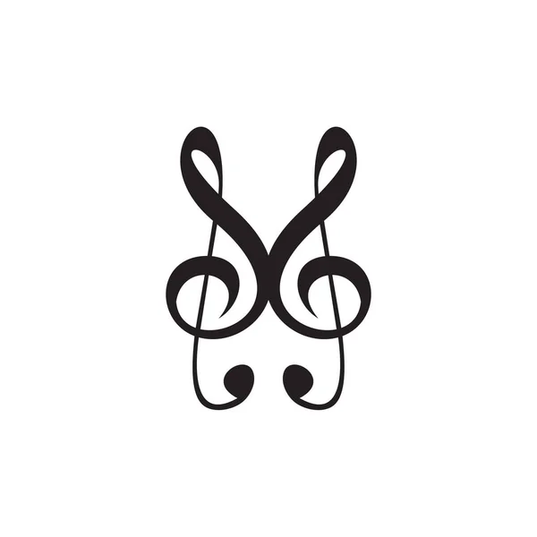 Logo Note Musique Incorporé Avec Modèle Lettre — Image vectorielle