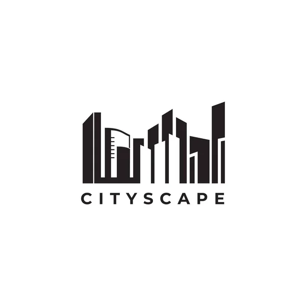 Cidade Paisagem Edifício Logotipo Design Vetor Modelo —  Vetores de Stock