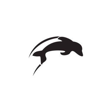 Yunus balığı simgesi logo tasarım şablonu