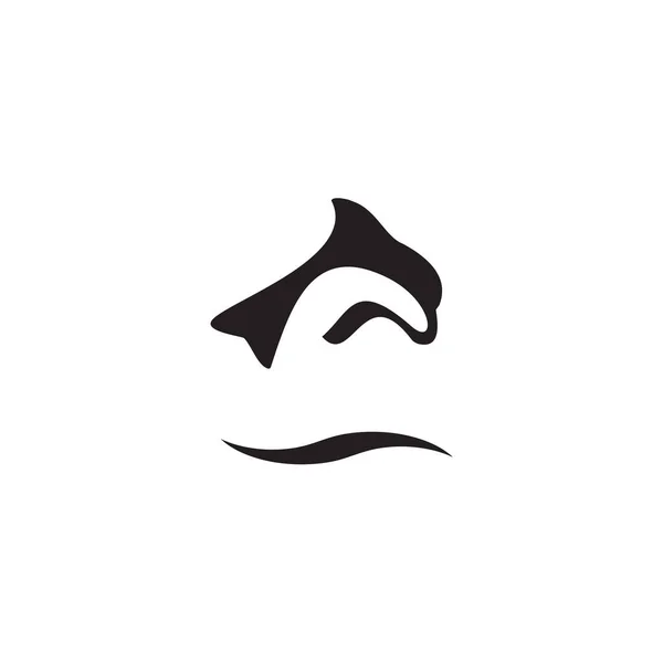 Modèle Vectoriel Conception Logo Icône Poisson Dauphin — Image vectorielle