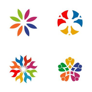 Topluluk, evlat edinme, bakım, takım çalışması logo tasarım vektörü