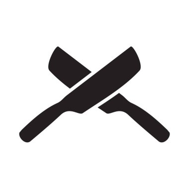 Siyah çapraz mutfak bıçağı vektör logosu tasarımı