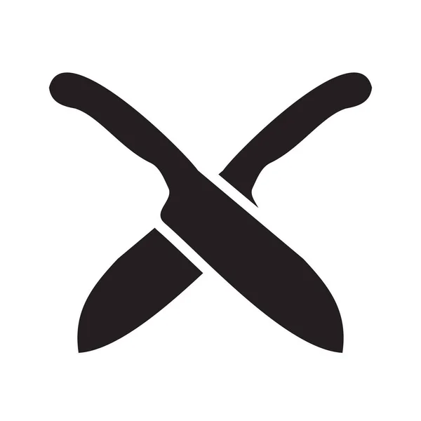 Siyah Çapraz Mutfak Bıçağı Vektör Logosu Tasarımı — Stok Vektör