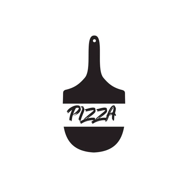 Czarna Skórka Pizzy Sylwetka Logo Projekt Wektor Szablon — Wektor stockowy