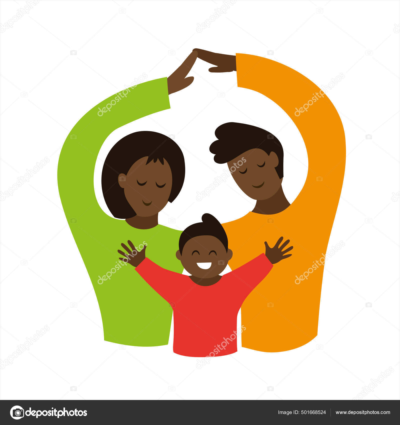 Feliz Familia Afroamericana Mama Papa Bebe Ilustracion Vectorial Para Psicologo Vector Grafico Vectorial C Lerarelart Imagen
