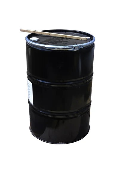 存储在贮存废物上孤立的黑色化工罐 — 图库照片