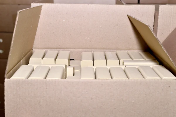 Box with pieces of soap — Stock Photo, Image