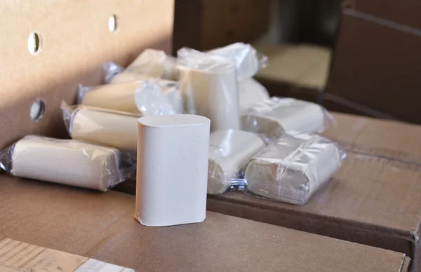 Boxes and bars of soap — Stock Photo, Image