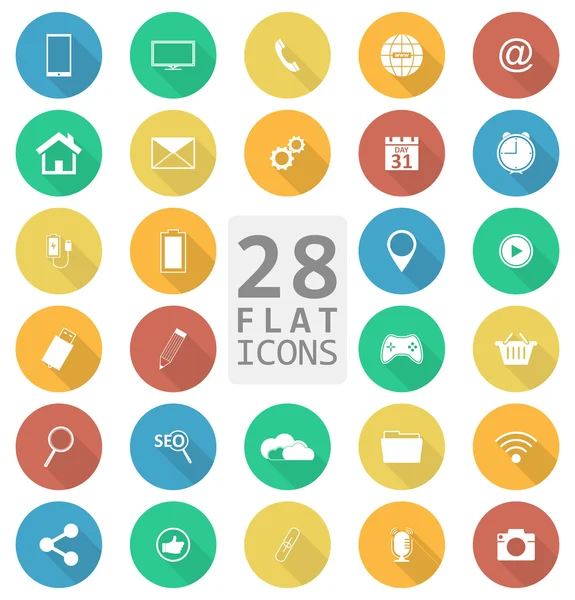 Düz vector Icons set. — Stok Vektör