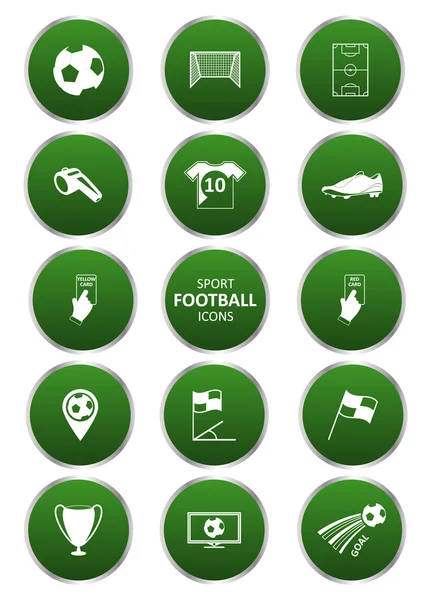 Juego de iconos deportivos de fútbol o fútbol . — Archivo Imágenes Vectoriales