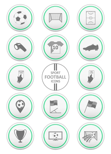 Fútbol. Juego de iconos vectoriales de fútbol y deporte . — Archivo Imágenes Vectoriales