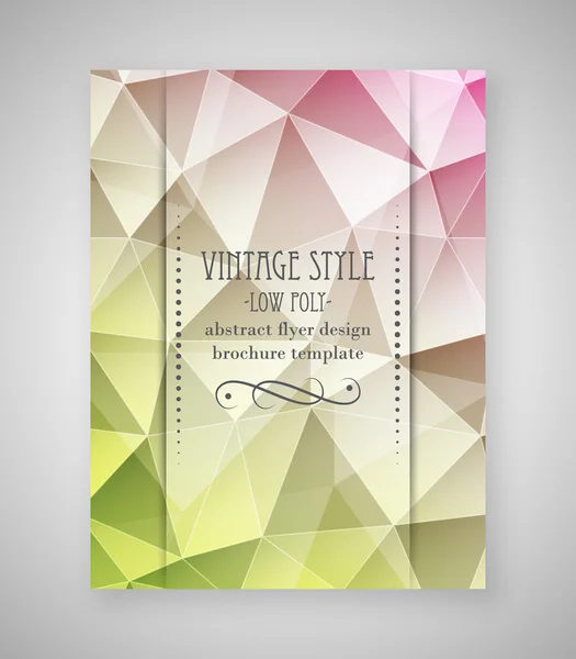 Abstract flyer triangular design, low poly brochure template in vintage style. — Stock Vector