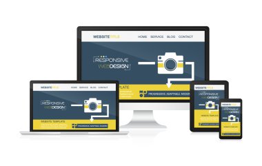 Duyarlı web tasarım vektör - bilgisayar, dizüstü bilgisayar, tablet ve akıllı telefon.