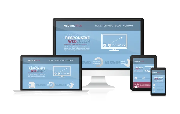 Responsive web design vector op verschillende apparaten. — Stockvector