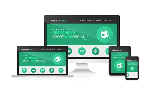 Spor tema ile yanıt veren web tasarım. — Stok Vektör