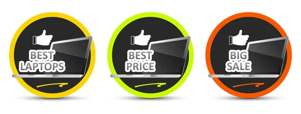 Il miglior portatile. Miglior prezzo. Grande vendita. Icona del vettore . — Vettoriale Stock