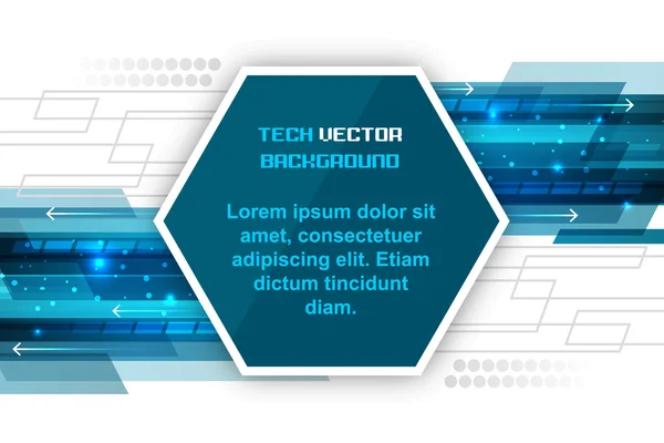 Abstrakt modrý vektor šestihranný technologické zázemí s šipek a glitter. — Stockový vektor