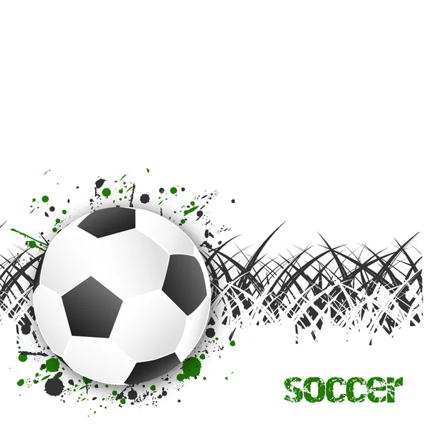 Soccer (football) arrière-plan vectoriel avec balle et herbe . — Image vectorielle