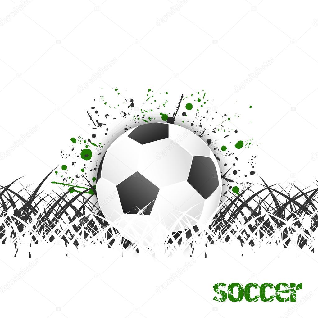 Fútbol (fútbol) vector de fondo con pelota y hierba . Stock Vector by