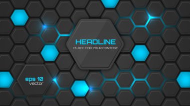 Soyut vektör arka plan veya pc ile masaüstü duvar kağıdı altıgen yapısı ve arka aydınlatma.