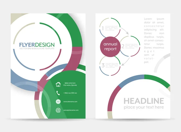 Design de folheto com padrão circular. Banner corporativo ou brochura em tamanho A4 . —  Vetores de Stock