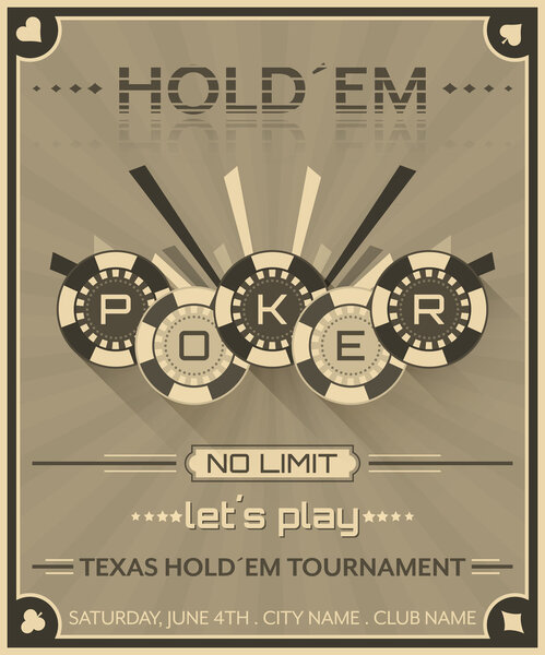 Poker background in retro style with poker chips.