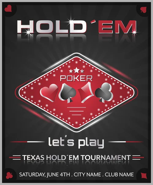 Texas holdem poker turnering affisch. — Stock vektor