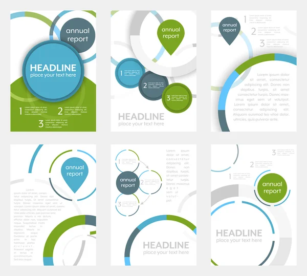 Ensemble de modèle de dépliant d'affaires, brochure ou bannière d'entreprise avec motif circulaire. Format A4 . — Image vectorielle