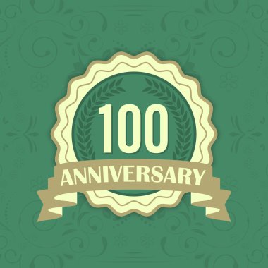 Yeşil süs arka plan Centennial vektör etikette.