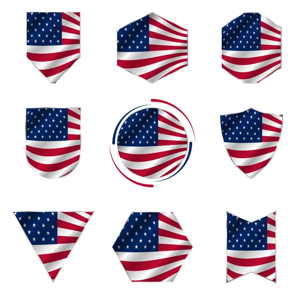 Flag of the United States of America icon vector set. — Stock Vector