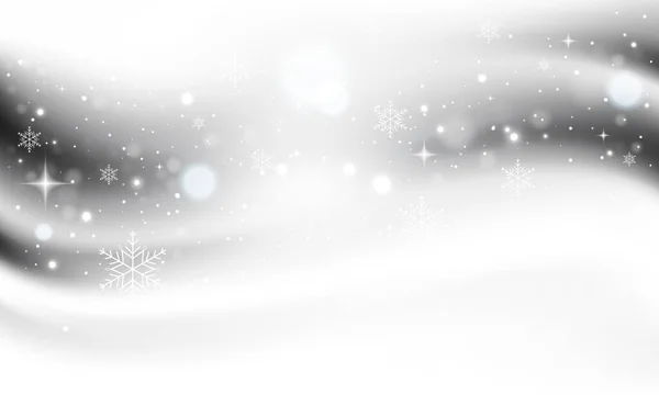 Fondo Nevado Invierno Con Purpurina Copos Nieve Estrellas Tarjeta Navidad — Vector de stock