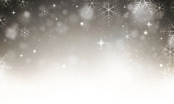 Vector Abstract Winter Christmas Snowy Grey Background Snowflakes Stars Glitters Royalty Free Stock Vectors