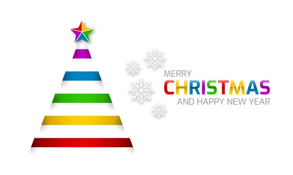 Colorful Christmas Tree Star White Background Christmas New Year Greetings Stock Vector