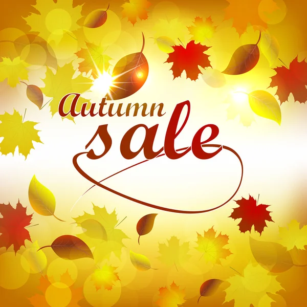 Autumn sale, background with colored leaves — Stock Vector