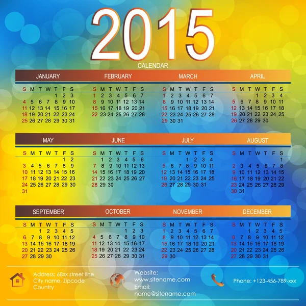 Vector template design - calendar 2015 — Stock Vector