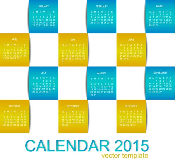 Vector template design - calendar 2015 — Stock Vector