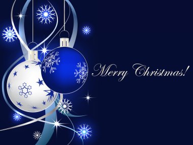 Mavi Noel vektör çizim Noel top ve kar taneleri