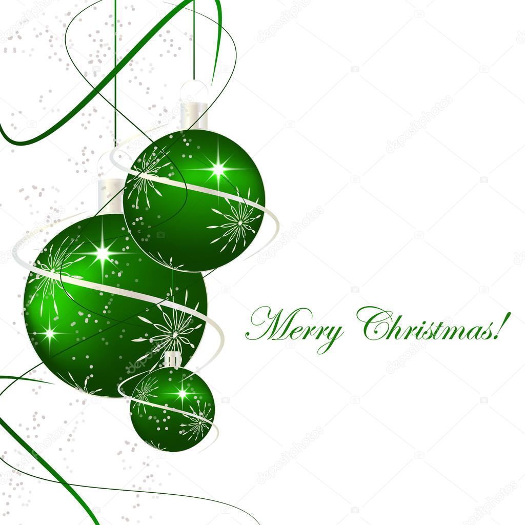 Christmas background with green christmas balls